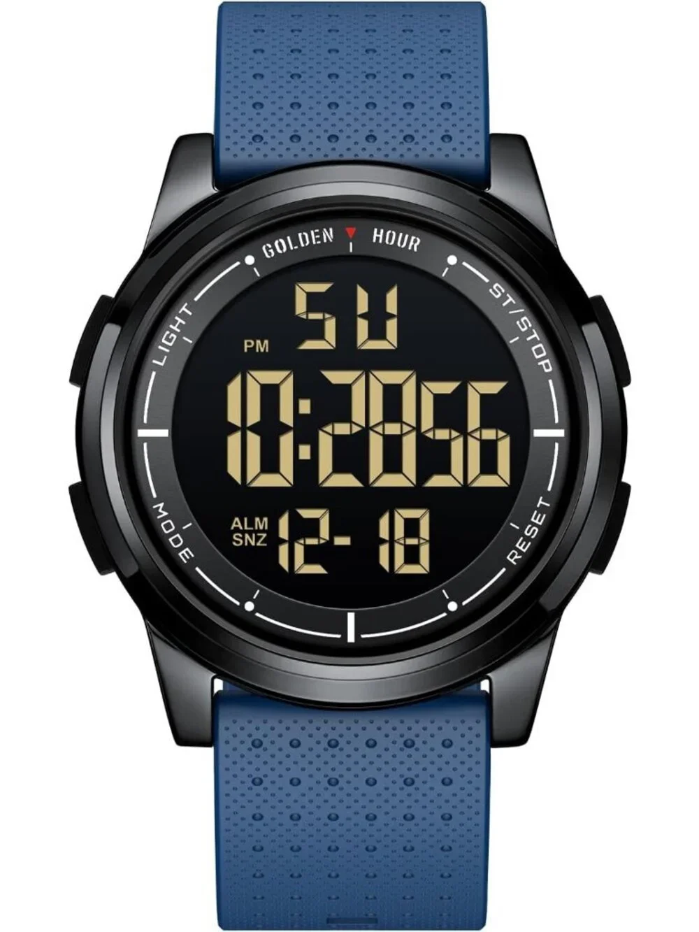 Mens Navy Blue Rubber Strap Ultra-Thin Minimalist Sport Waterproof Digital Watch